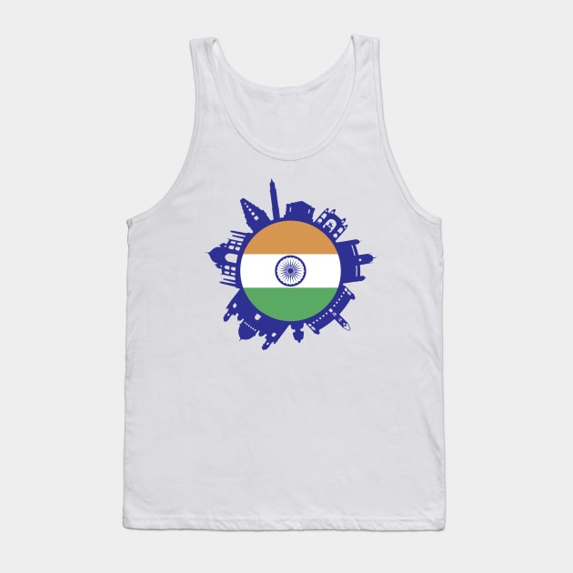 India Skyline India Flag Delhi Mumbai Chennai Kolkata Tank Top by alltheprints